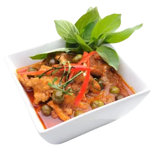 .Gäng Däng แกงแดง 🌶️ Rotes Curry, Kokosnussmilch, Aubergine, Bambus, Gemüse, Kaffirblätter, Basilikum