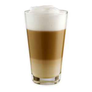 Latte Machiato im Glas mit Milchschaum