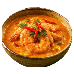 Garnelen in rotem Curry