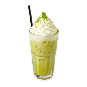 Grüner Matcha-Tee mit gesüßter Milch