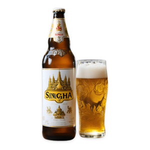 thailändische Flasche Singha Bier ohne Hintergrund