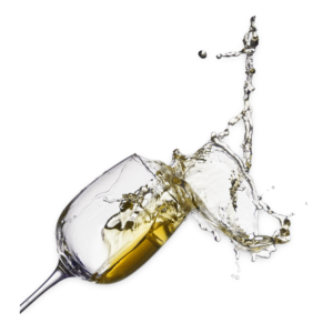 Weißwein im Glas explosionsartig